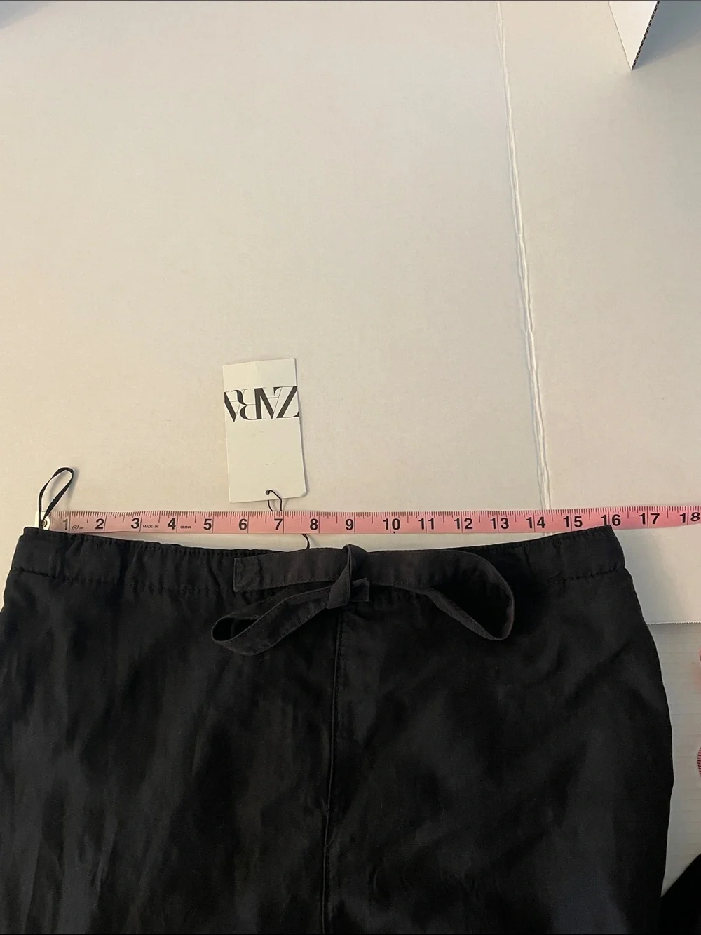 Zara Black Wide-Leg Linen-Blend Pant